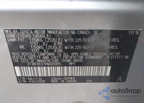 2017 Toyota Rav4 Xle from USA, damaged, VIN 2T3RFREV1HW565895